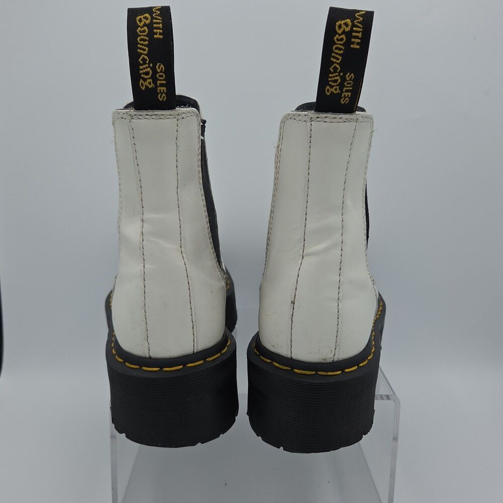 Dr. Martens Smooth White Leather Platform Chelsea Boots AirWair Women Size 8 - Picture 5 of 10